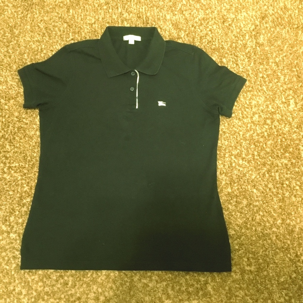 Burberry Womens Black Polo Shirt Size Large